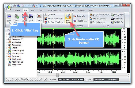 Activate Audio CD Burner Window