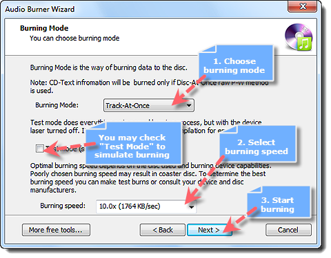 Select Burning Mode & Speed
